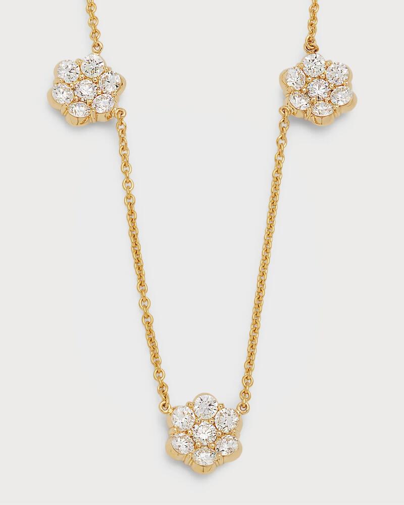 Bayco 18k Yellow Gold Flower Diamond Station Necklace Cover