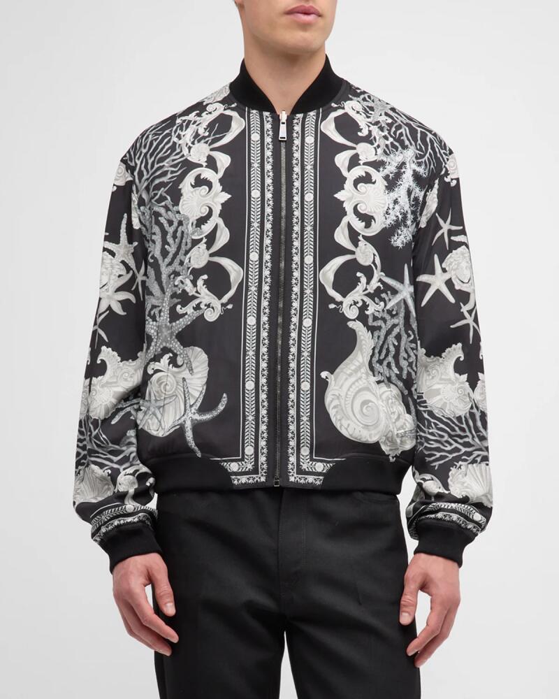 Versace Men's Holiday-Print Zip Sweater Cover