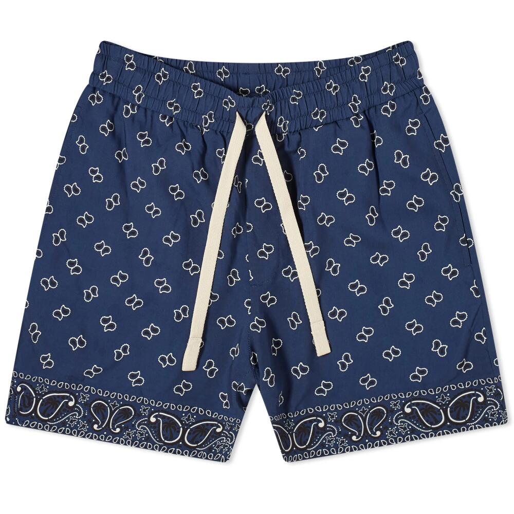 Palm Angels Men's Paisley Shorts in Navy Blue Cover