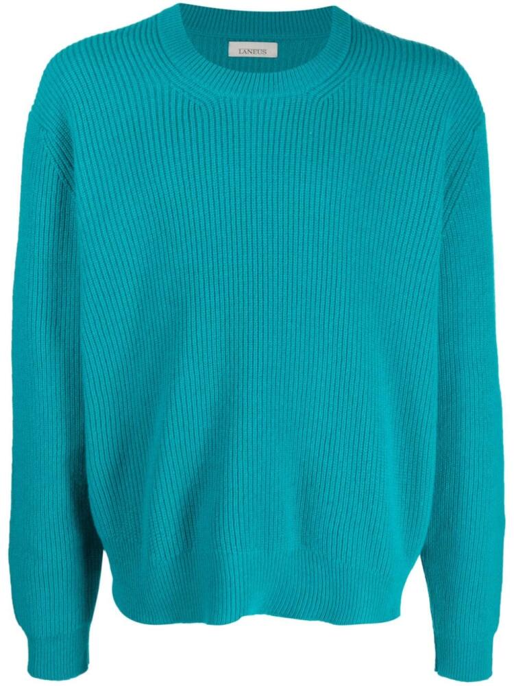 Laneus cew-neck ribbed-knit jumper - Blue Cover