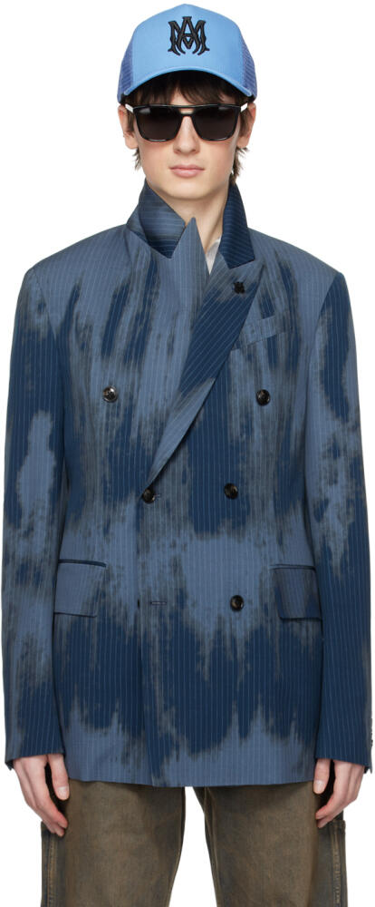 AMIRI Blue Double-Breasted Blazer Cover