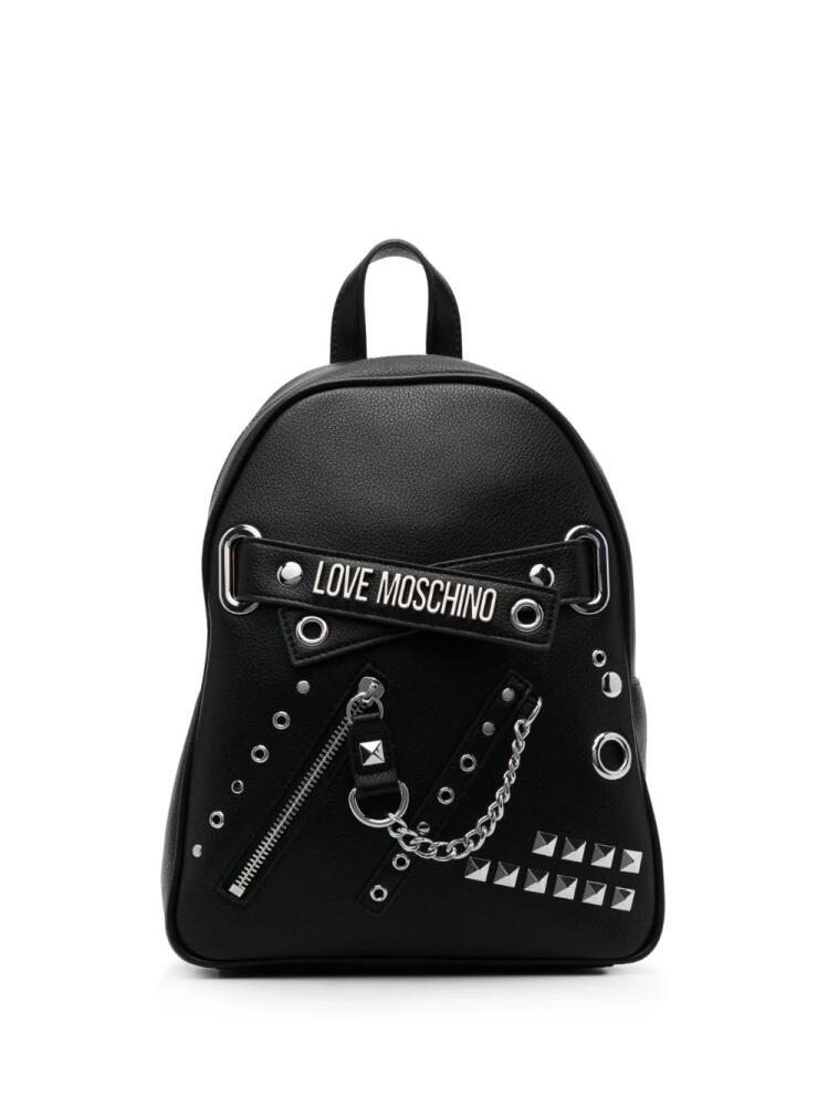 Love Moschino logo-plaque Rockstud-embellished backpack - Black Cover