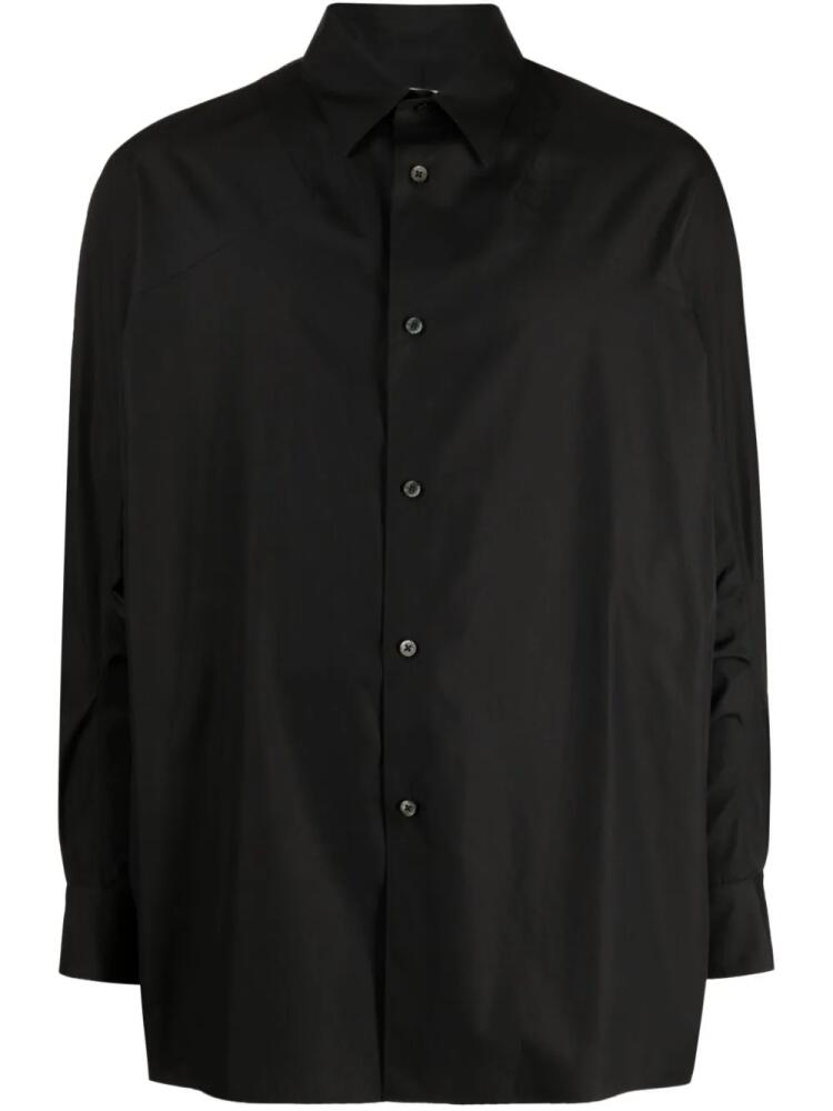 Fumito Ganryu straight-point collar cotton shirt - Black Cover