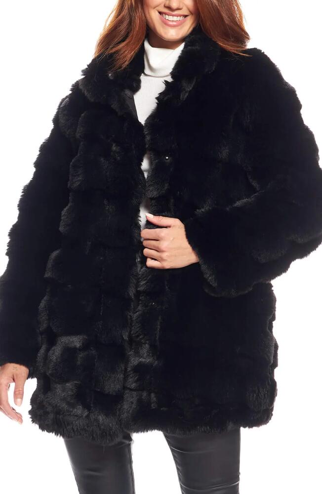 DONNA SALYERS FABULOUS FURS Rainier Reversible Faux Fur Coat in Black Cover