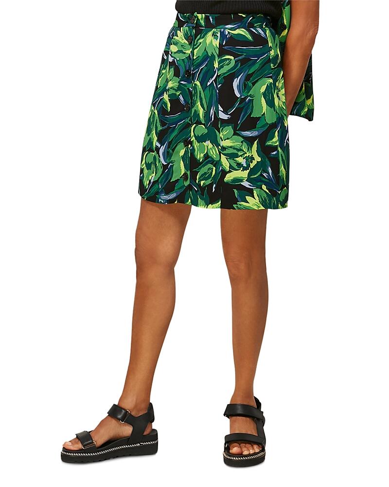 Whistles Tulip Print Button Front Skirt Cover