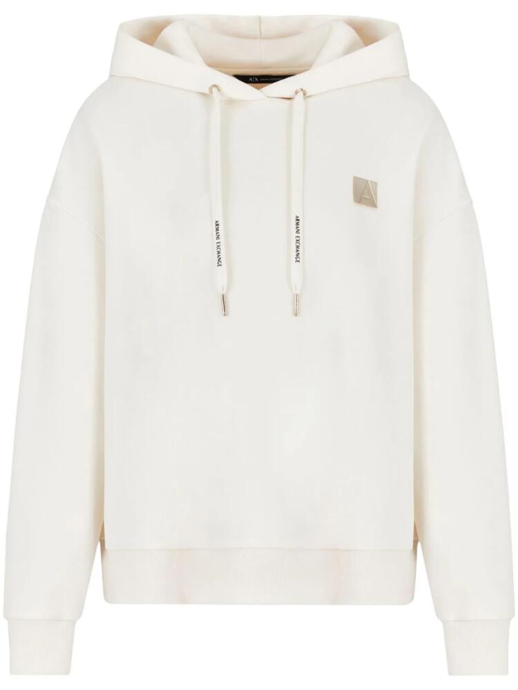 Armani Exchange logo-patch hoodie - White Cover