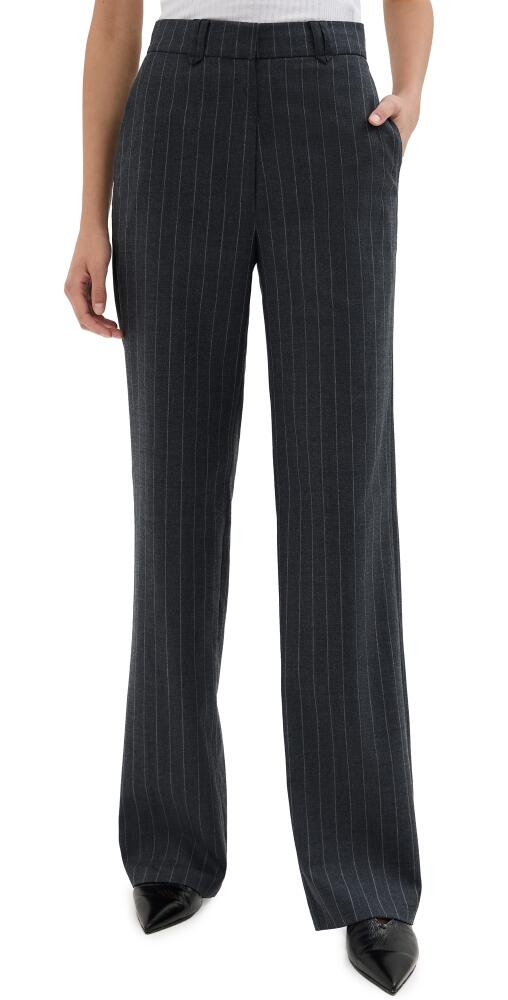 ANINE BING Drew Pants Grey Pinstripe Cover