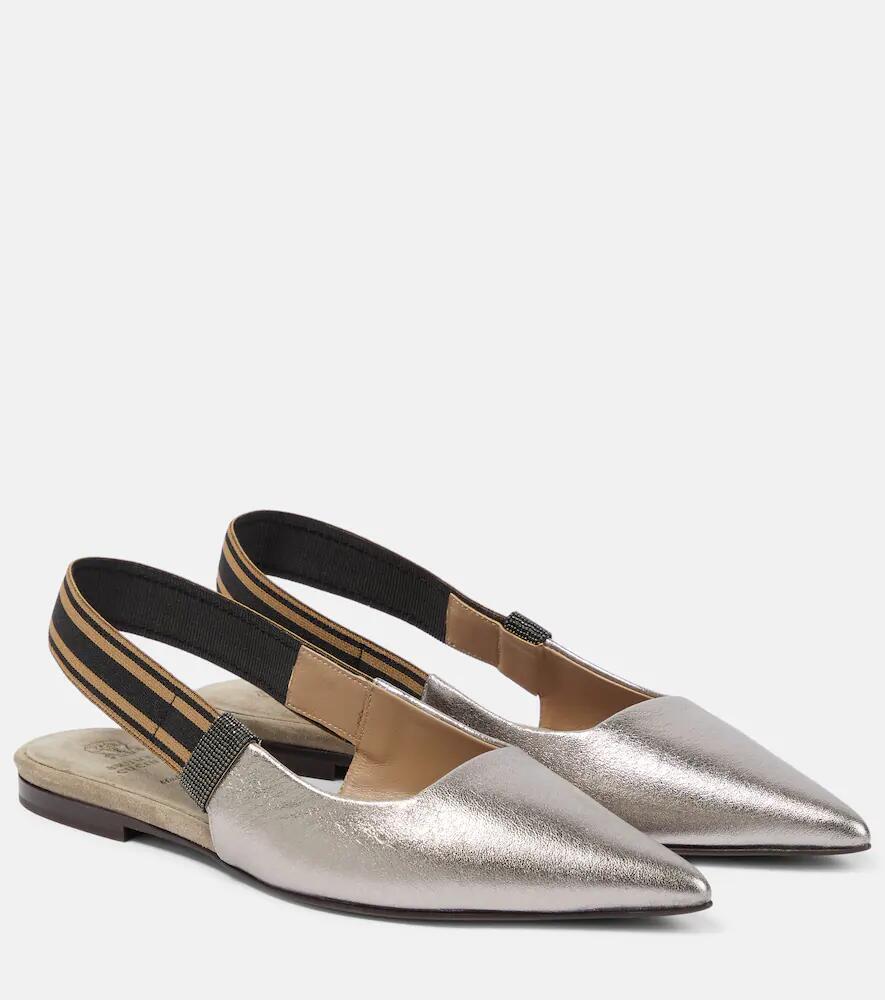 Brunello Cucinelli Metallic leather flats Cover