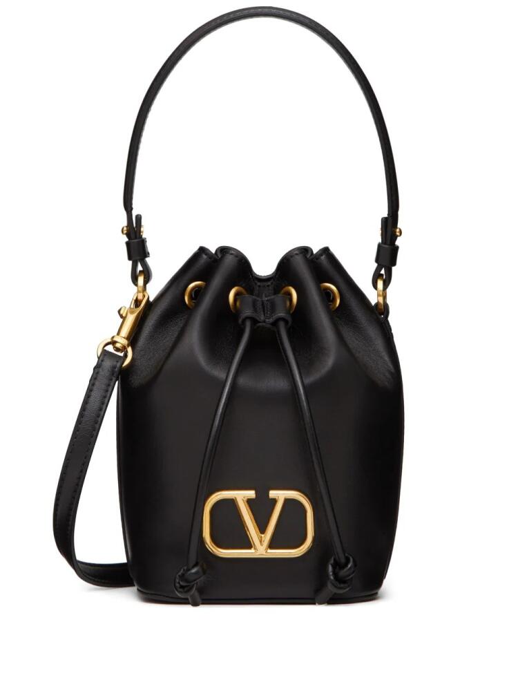 Valentino Garavani mini VLogo Signature leather bucket bag - Black Cover