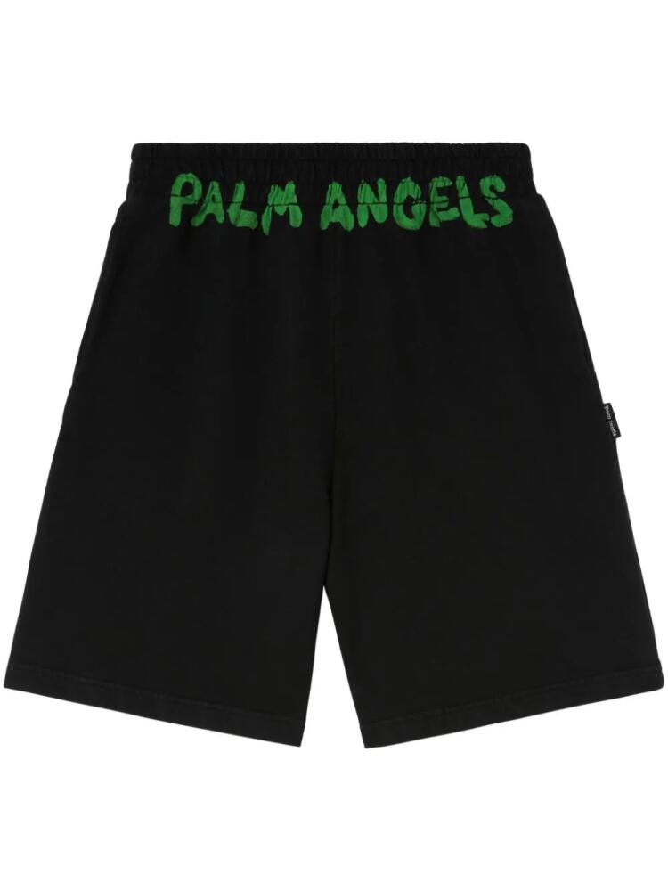 Palm Angels logo-print cotton track shorts - Black Cover