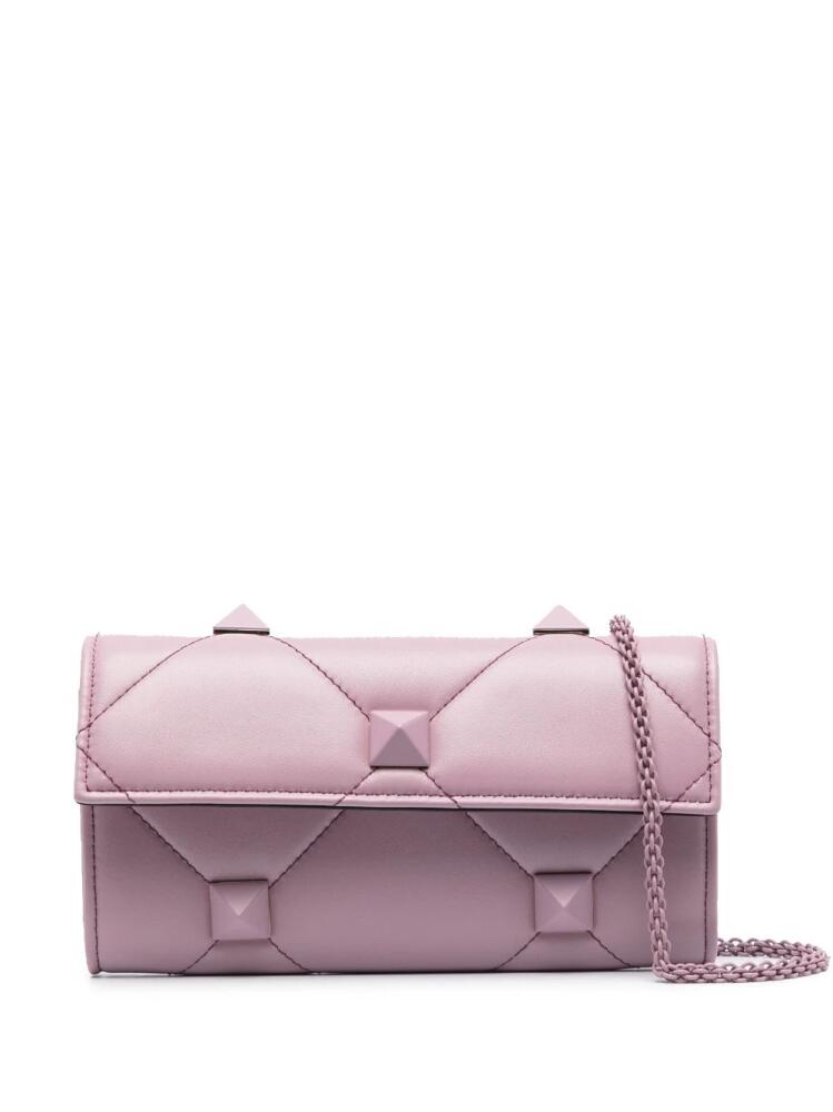 Valentino Garavani Roman Stud leather clutch bag - Purple Cover