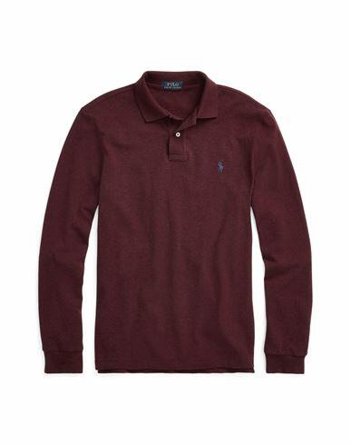 Polo Ralph Lauren Custom Slim Fit Mesh Polo Shirt Man Polo shirt Burgundy Cotton Cover