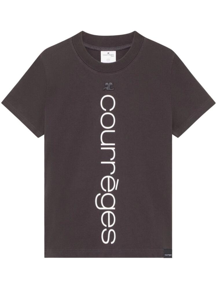 Courrèges logo-print organic-cotton T-shirt - Grey Cover