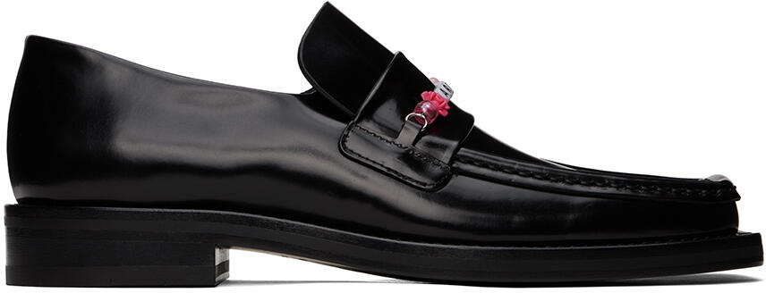 Martine Rose Black Beaded Square Toe Loafers Cover