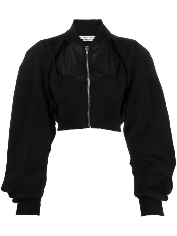 ALESSANDRO VIGILANTE cut-out cropped bomber jacket - Black Cover