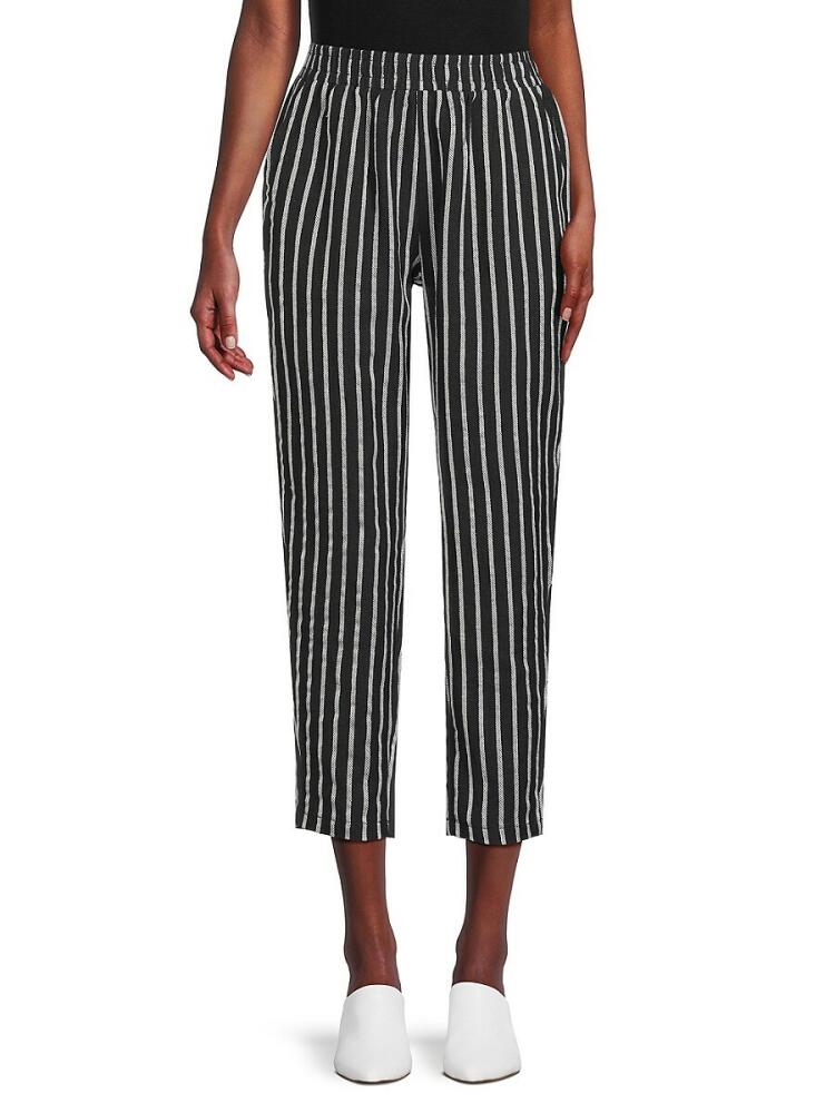 Patrizia Luca Women's Striped Straight Leg Pants - Black Cover