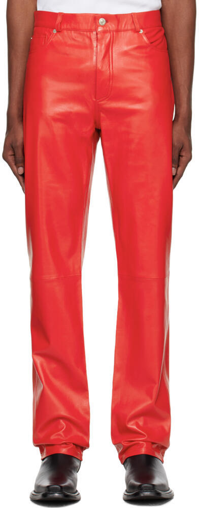 LU'U DAN Red Straight Leg Leather Pants Cover