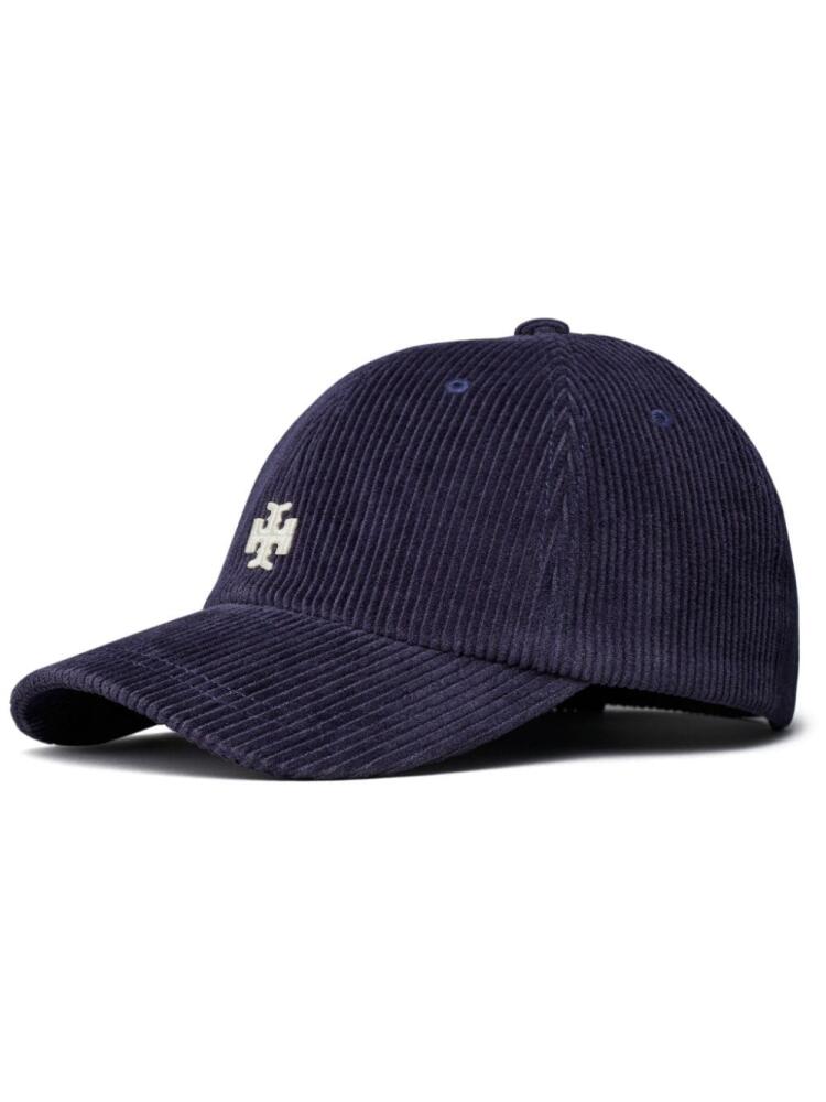 Tory Burch logo-embroidered corduroy cap - Blue Cover