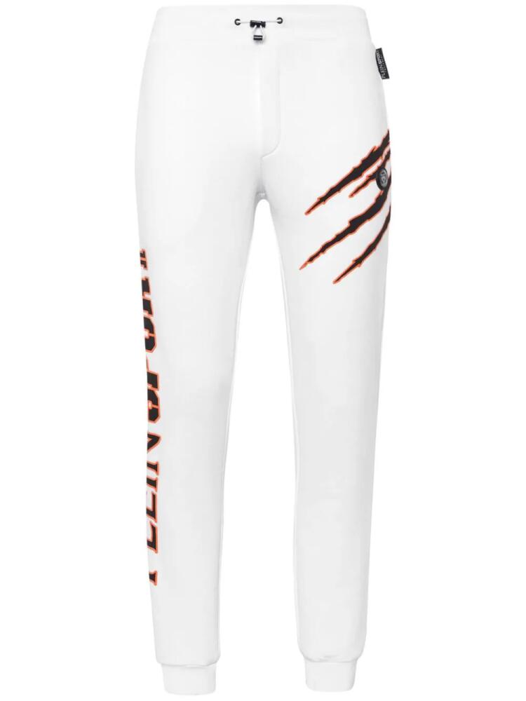 Plein Sport logo-print drawstring-waistband track pants - White Cover