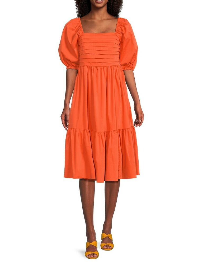 NANETTE nanette lepore Women's Smocked Midi Dress - Citrus Cover