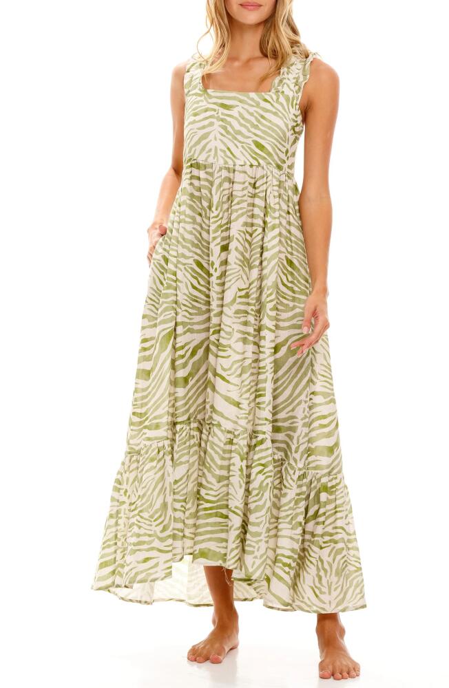 The Lazy Poet Mika Olive Zebra Linen Nightgown in Green Cover