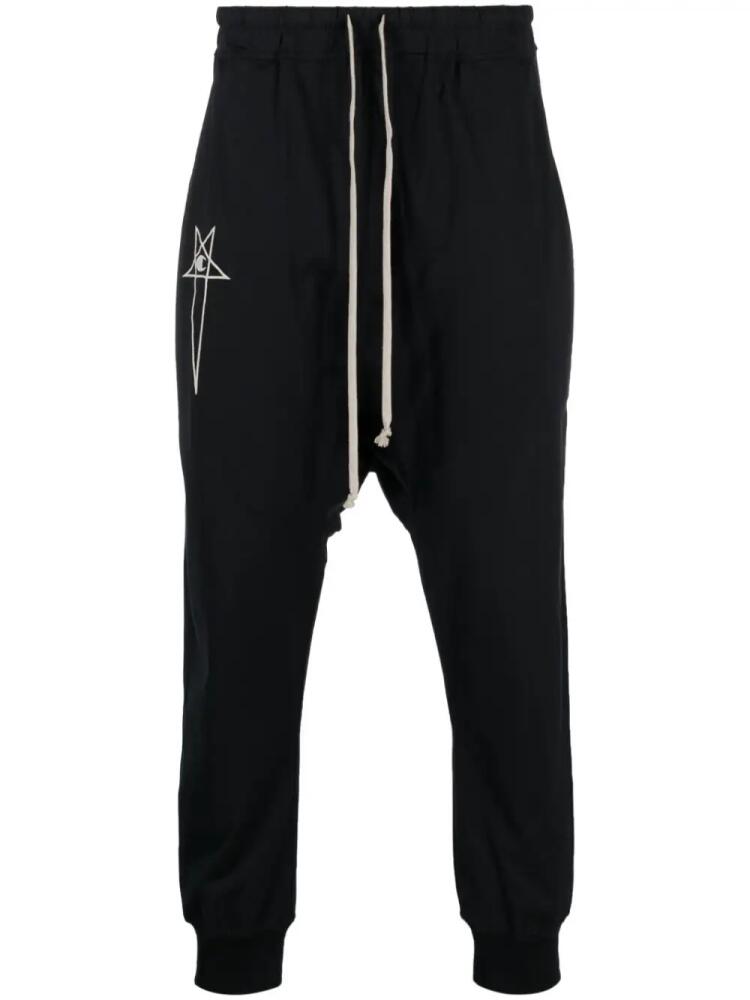 Rick Owens X Champion logo-embroidered organic cotton track pants - Black Cover