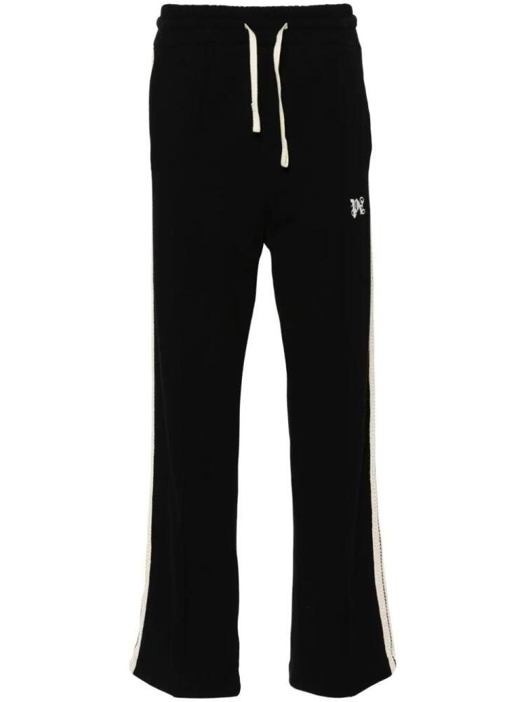 Palm Angels monogram-embroidered piqué-weave trousers - Black Cover