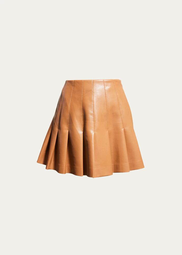 Alice + Olivia Carter Vegan Leather Pleated Mini Skirt Cover