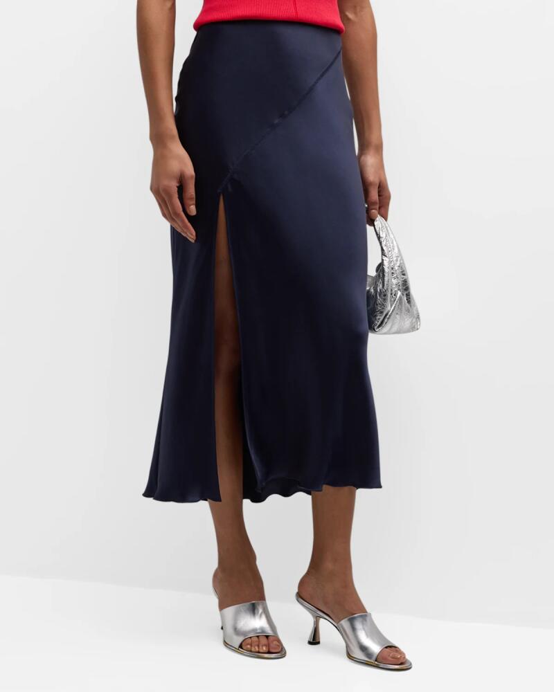 ATM Anthony Thomas Melillo Silk Charmeuse Bias Slit Midi Skirt Cover