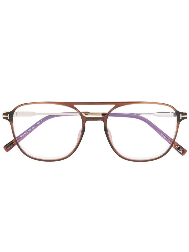 TOM FORD Eyewear tortoiseshell pilot-frame glasses - Brown Cover