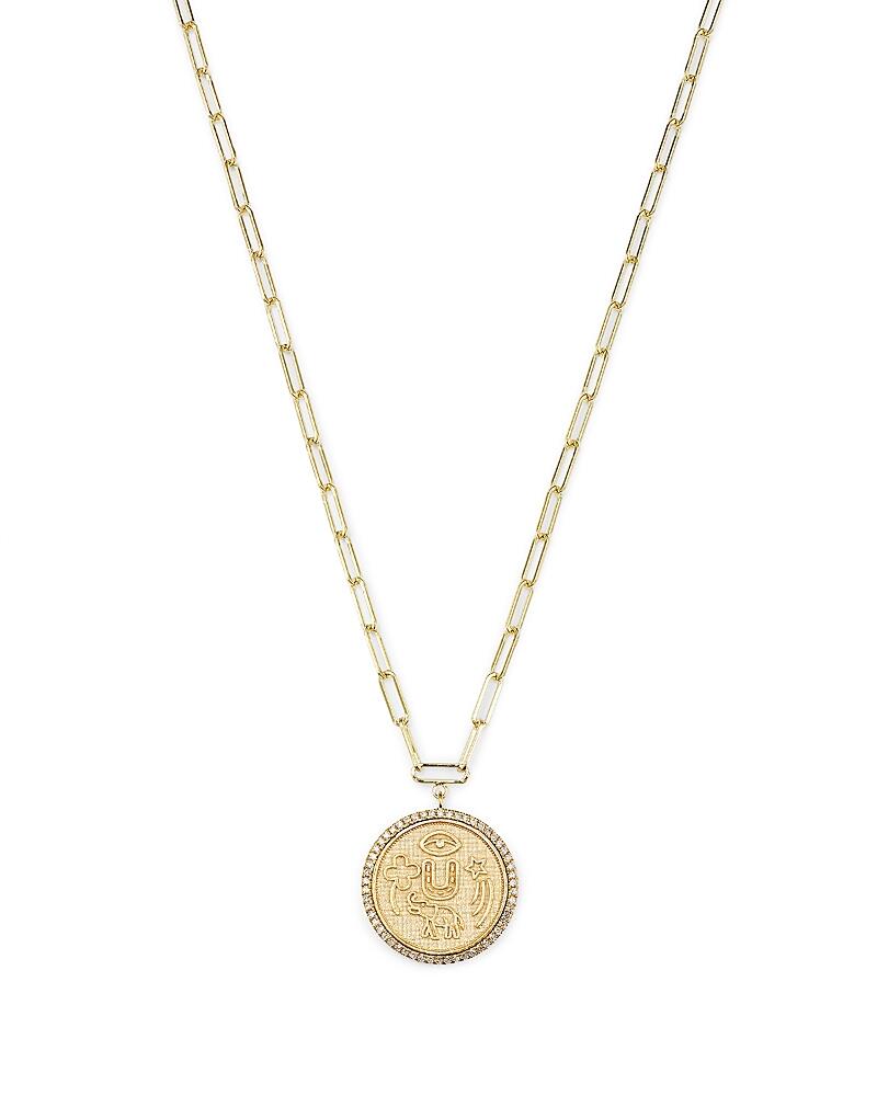 Meira T 14K Yellow Gold Diamond Coin Charm Necklace, 16 Cover