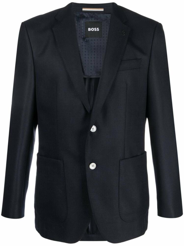 BOSS single-breasted virgin-wool blazer - Blue Cover