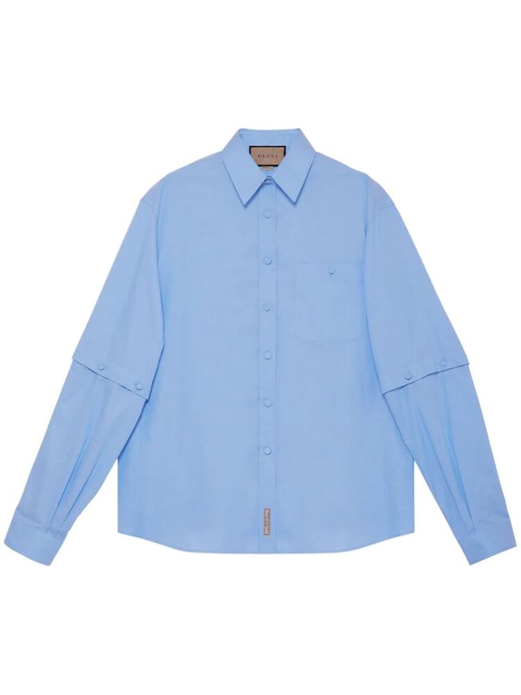 Gucci logo-patch detachable-sleeve shirt - Blue Cover