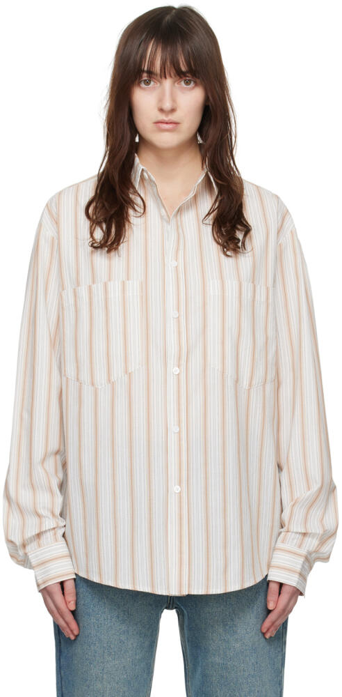 WYNN HAMLYN Off-White & Brown Patch Pocket Shirt Cover