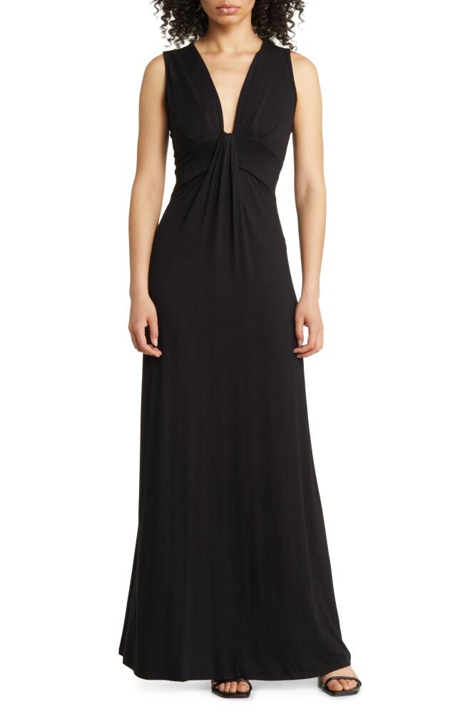 Fraiche by J Deep V-Neck Maxi Dress in Black Cover