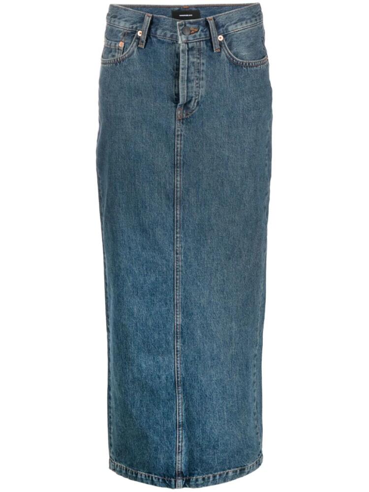 WARDROBE.NYC rear-slit denim maxi skirt - Blue Cover