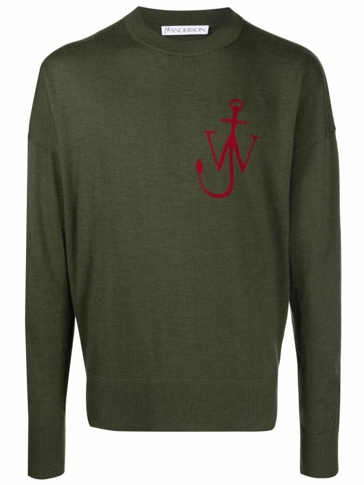 JW Anderson logo-print merino wool jumper - Green Cover