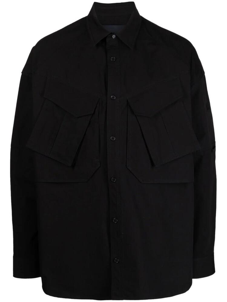 Juun.J panelled flap pocket shirt - Black Cover