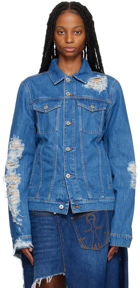 JW Anderson Blue Distressed Denim Jacket Cover