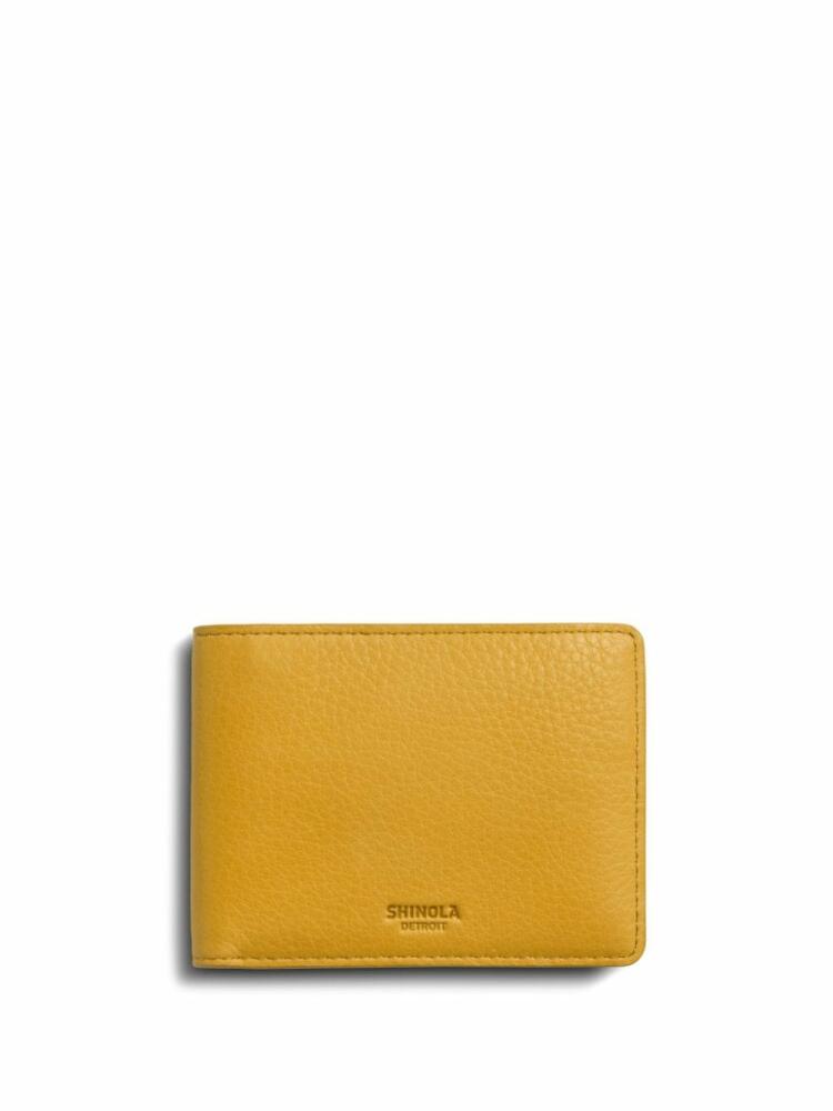 Shinola logo-debossed leather wallet - Yellow Cover