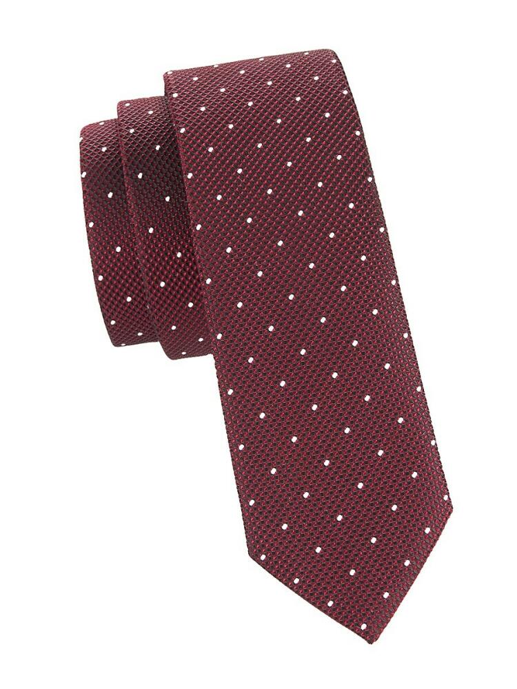 BOSS Men's Dot Print Silk Blend Tie - Red Cover