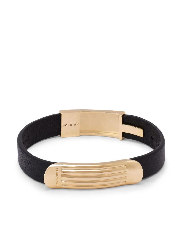 Ferragamo ribbed cap leather bracelet - Black Cover