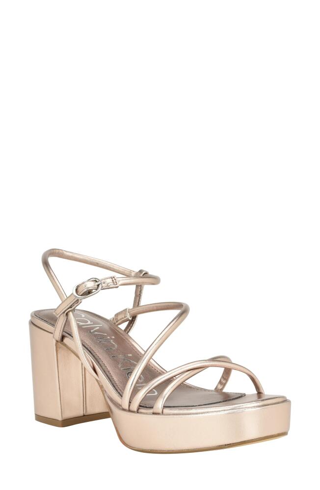 Calvin Klein Lilian Metallic Platform Sandal in Taupe Metallic Cover