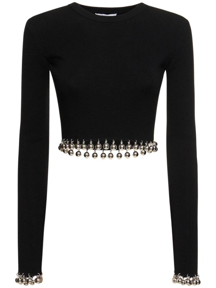 RABANNE Embellished Wool L/s Crop Sweater Cover