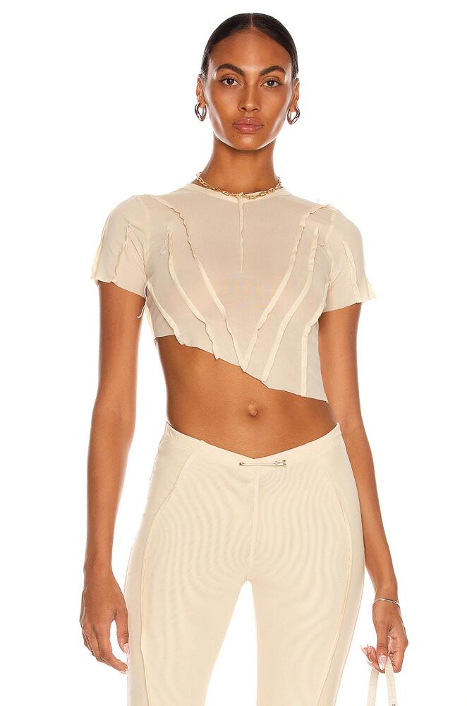 SAMI MIRO VINTAGE Asymmetric Mesh Tee in Nude Cover