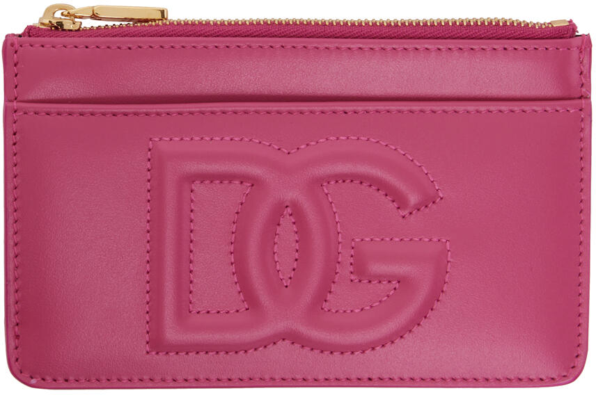 Dolce&Gabbana Pink Medium Calfskin 'DG' Logo Card Holder Cover