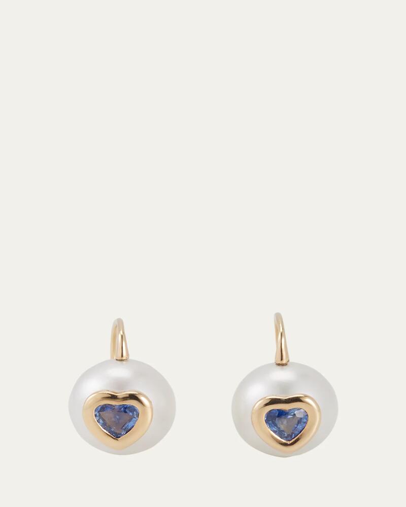 Brent Neale 18K Sapphire Heart and Pearl Drop Earrings Cover