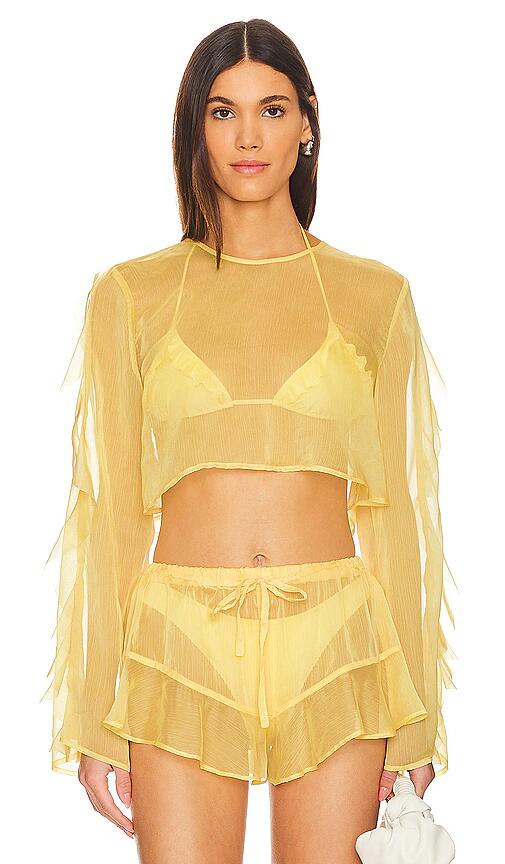 Shani Shemer Thoma Cropped Shirt in Yellow Cover