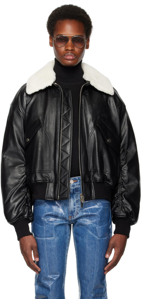 System Black Zip Faux-Leather Jacket Cover