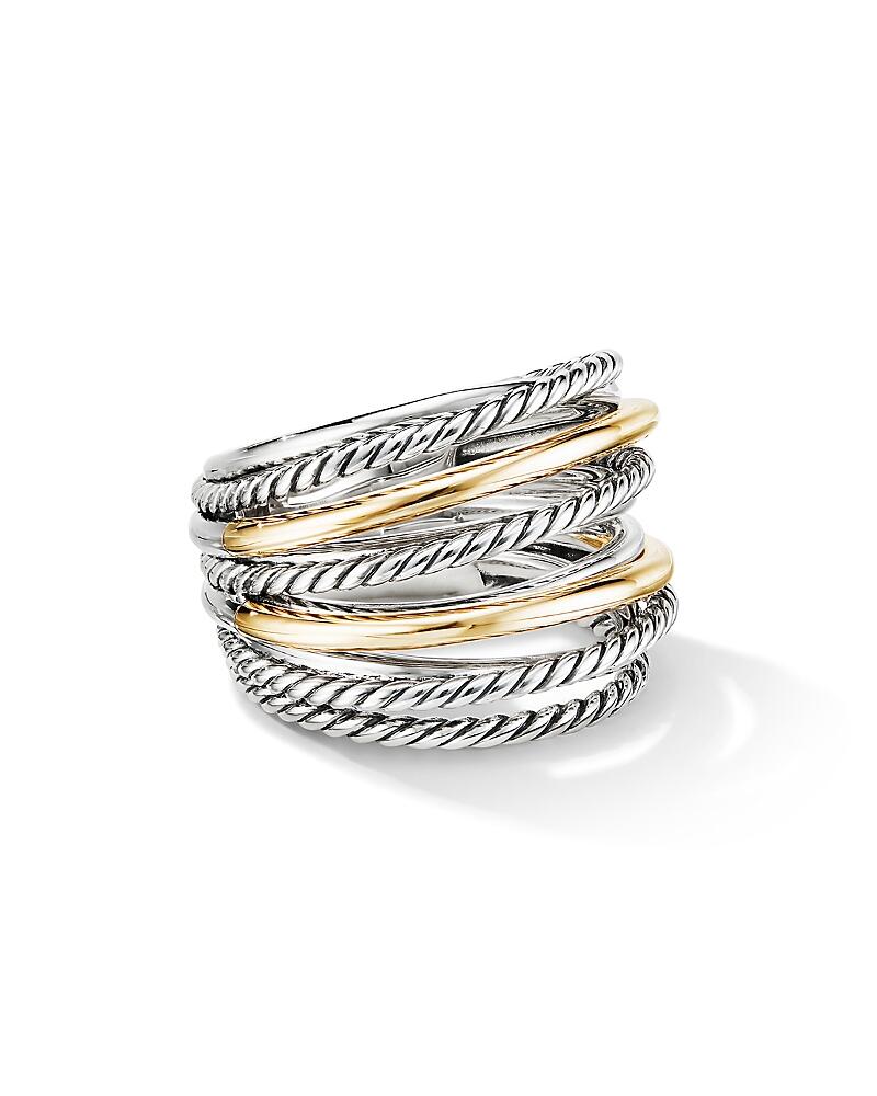 David Yurman Sterling Silver & 18K Yellow Gold Crossover Wide Ring, 7 Cover